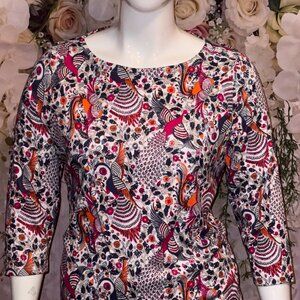1X - CHARTER CLUB XXL PEACOCK PAISLEY TEE TOP 3/4 SLVS